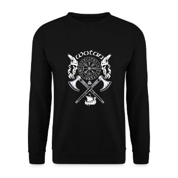 Wotan-VIKING-Viking SYMBOLS-VIKING RUNES - Unisex Sweatshirt - black - Front - Alina (178cm) & Michal (187cm)