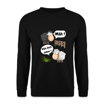 Bêler! Pourquoi ne pas tondre un motif amusant avec des moutons - Sweat-shirt Unisexe - noir - Devant - Alina (178cm) & Michal (187cm)