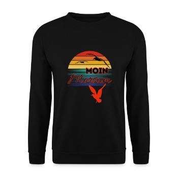 Moin Morsum avec mouette dans le style rétro-Sylt-Morsum - Sweat-shirt Unisexe - noir - Devant - Alina (178cm) & Michal (187cm)