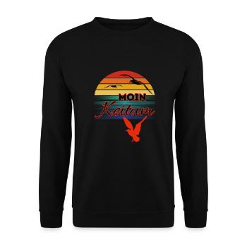 Moin Keitum avec mouette dans le style rétro-Sylt-Keitum - Sweat-shirt Unisexe - noir - Devant - Alina (178cm) & Michal (187cm)