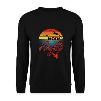 Moin Sylt avec mouette dans le style rétro Island Sylt - Sweat-shirt Unisexe - noir - Devant - Alina (178cm) & Michal (187cm)