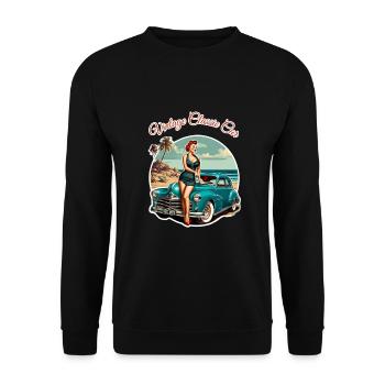 Vintage Classic Car Retro Pin Up Girl - Unisex Sweatshirt - black - Front - Alina (178cm) & Michal (187cm)