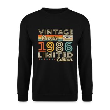 40 Ans 1986 Vintage Rétro Cadeau D'anniversaire - Sweat-shirt Unisexe - noir - Devant - Alina (178cm) & Michal (187cm)