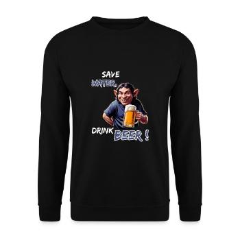Save Water, Drink Beer - Funny Party Leprechaun - Unisex Sweatshirt - black - Front - Alina (178cm) & Michal (187cm)