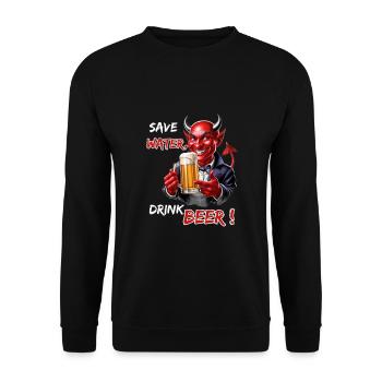 Save Water, Drink Beer - Funny Party Devil - Unisex Sweatshirt - black - Front - Alina (178cm) & Michal (187cm)