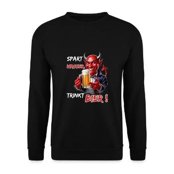 Save Water, Drink Beer!-Funny Party Devil - Unisex Sweatshirt - black - Front - Alina (178cm) & Michal (187cm)