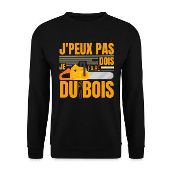 J'peux Pas Je Dois Faire Du Bois, Papa Forestier - Sweat-shirt Unisexe - noir - Devant - Alina (178cm) & Michal (187cm)