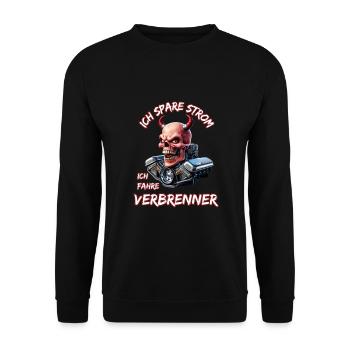 I save electricity I drive combustion engines - Unisex Sweatshirt - black - Front - Alina (178cm) & Michal (187cm)