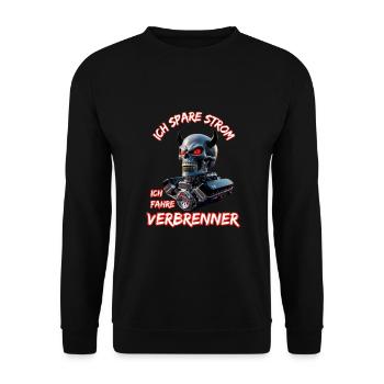 I save electricity I drive combustion engines - Unisex Sweatshirt - black - Front - Alina (178cm) & Michal (187cm)