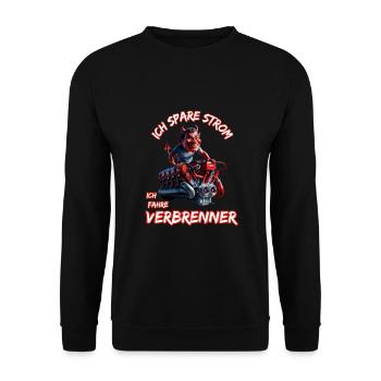 I save electricity I drive combustion engines - Unisex Sweatshirt - black - Front - Alina (178cm) & Michal (187cm)