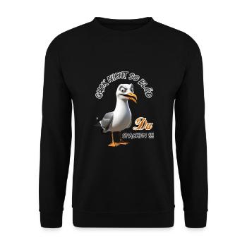 Don't look so stupid You Spacken Funny Seagull - Unisex Sweatshirt - black - Front - Alina (178cm) & Michal (187cm)