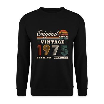 1975 Vintage Retro Geburtstagsgeschenk - Unisex Pullover - Schwarz - Vorne - Alina (178cm) & Michal (187cm)