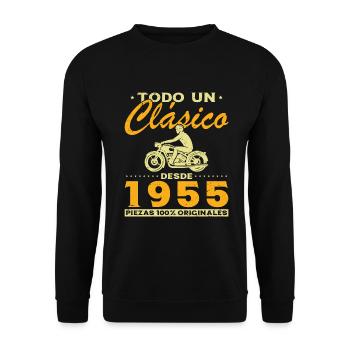 Biker A Classic Born In 1955 - Unisex Sweatshirt - black - Front - Alina (178cm) & Michal (187cm)