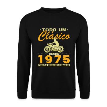 Motard Un classique né en 1975 - Sweat-shirt Unisexe - noir - Devant - Alina (178cm) & Michal (187cm)