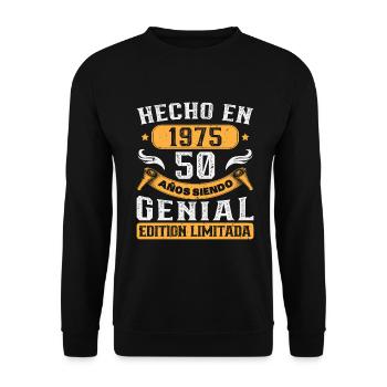 50 Años Regalo de Cumpleaños Mujer Hecha En 1975 - Sweat-shirt Unisexe - noir - Devant - Alina (178cm) & Michal (187cm)