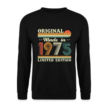 1975 Vintage Retro Geburtstagsgeschenk - Unisex Pullover - Schwarz - Vorne - Alina (178cm) & Michal (187cm)