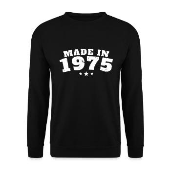 Baujahr 1975 - Unisex Pullover - Schwarz - Vorne - Alina (178cm) & Michal (187cm)