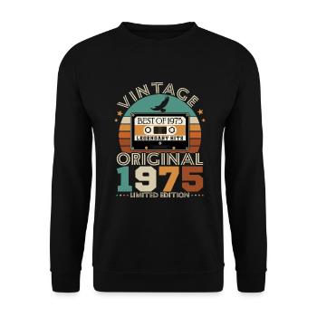 1975 Vintage Retro Geburtstagsgeschenk - Unisex Pullover - Schwarz - Vorne - Alina (178cm) & Michal (187cm)
