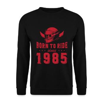 Born to ride seit 1985 - Unisex Pullover - Schwarz - Vorne - Alina (178cm) & Michal (187cm)
