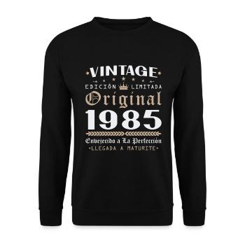1985 Vintage Retro Regalo de cumpleaños - Unisex Sweatshirt - black - Front - Alina (178cm) & Michal (187cm)