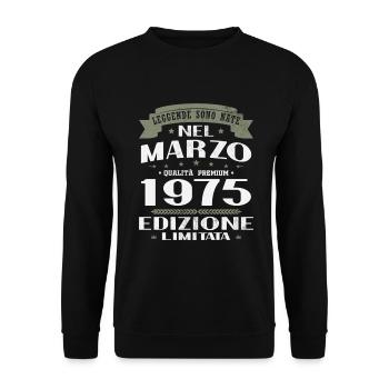 März 1975 Vintage Geburtstagsgeschenk - Unisex Pullover - Schwarz - Vorne - Alina (178cm) & Michal (187cm)