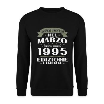 March 1995 Vintage Birthday Gift - Unisex Sweatshirt - black - Front - Alina (178cm) & Michal (187cm)