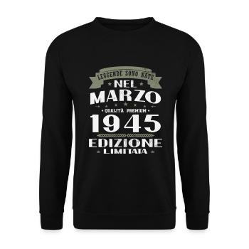 March 1945 Vintage Gift de cumpleaños - Unisex Sweatshirt - black - Front - Alina (178cm) & Michal (187cm)
