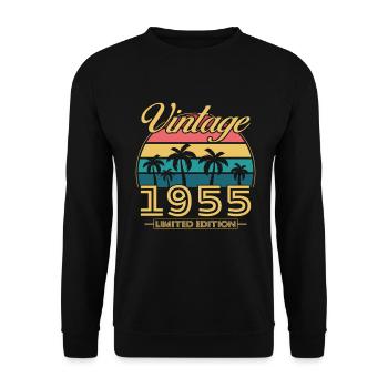 1955 Vintage Retro Geburtstagsgeschenk - Unisex Pullover - Schwarz - Vorne - Alina (178cm) & Michal (187cm)