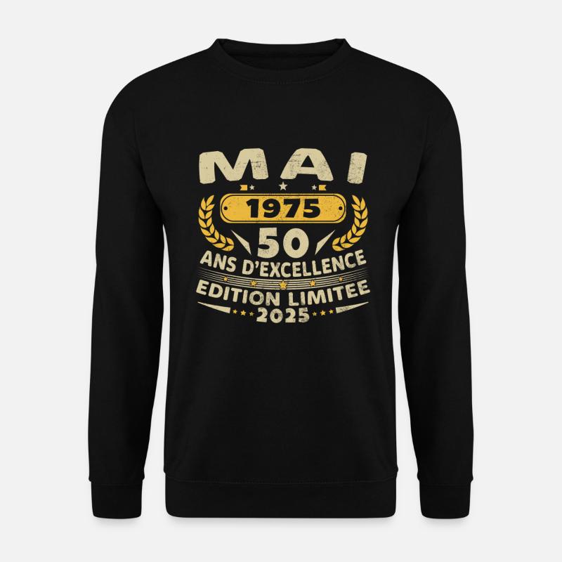 50 Jahre Vintage Mai 1975 Geburtstagsgeschenk - Unisex Pullover - Schwarz