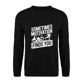 Sometimes motivation finds you! Rennen Joggen - Unisex Pullover - Schwarz - Vorne - Alina (178cm) & Michal (187cm)