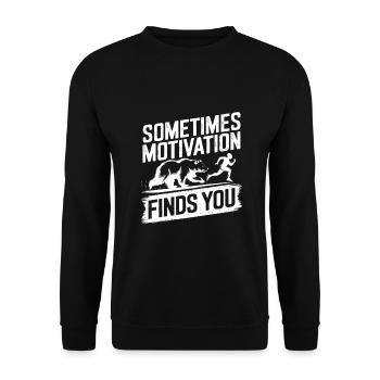 Sometimes motivation finds you! Rennen Joggen - Unisex Pullover - Schwarz - Vorne - Alina (178cm) & Michal (187cm)