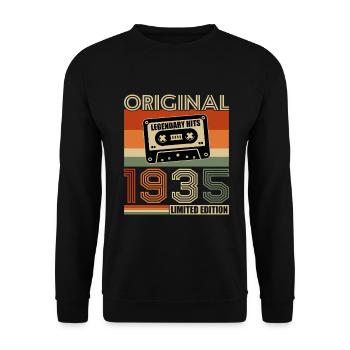 1935 Vintage Retro Cadeau D’anniversaire 90 Ans - Sweat-shirt Unisexe - noir - Devant - Alina (178cm) & Michal (187cm)