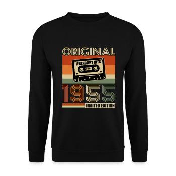 1955 Vintage 70 Jahre Geburtstagsgeschenk - Unisex Pullover - Schwarz - Vorne - Alina (178cm) & Michal (187cm)