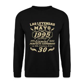 Mai 1995 Vintage Geburtstagsgeschenk - Unisex Pullover - Schwarz - Vorne - Alina (178cm) & Michal (187cm)