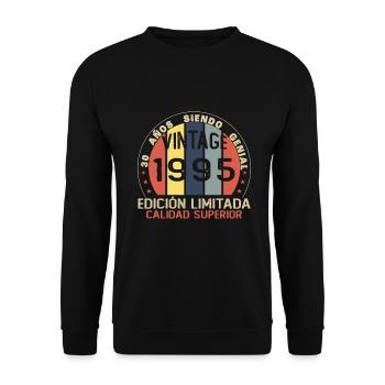 30 Jahre Geburtstagsgeschenk aus dem Jahr 1995 - Unisex Pullover - Schwarz - Vorne - Alina (178cm) & Michal (187cm)