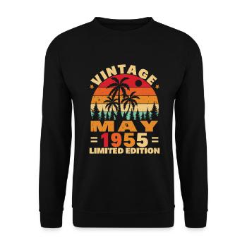 Mai 1955 Vintage Retro Geburtstagsgeschenk - Unisex Pullover - Schwarz - Vorne - Alina (178cm) & Michal (187cm)