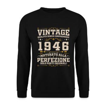80 Jahre 1946 Vintage Retro Geburtstagsgeschenk - Unisex Pullover - Schwarz - Vorne - Alina (178cm) & Michal (187cm)