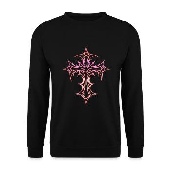 Croix gothique Y2K Emo Croix Gothique Esthétique Tribal - Sweat-shirt Unisexe - noir - Devant - Alina (178cm) & Michal (187cm)