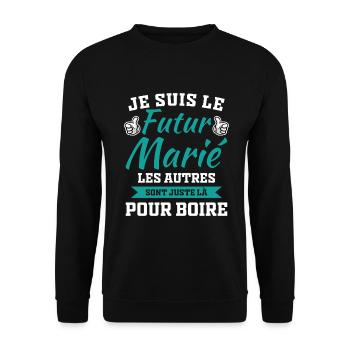 I'm the Groom-to-be Humor Gift-to-Groom - Unisex Sweatshirt - black - Front - Alina (178cm) & Michal (187cm)