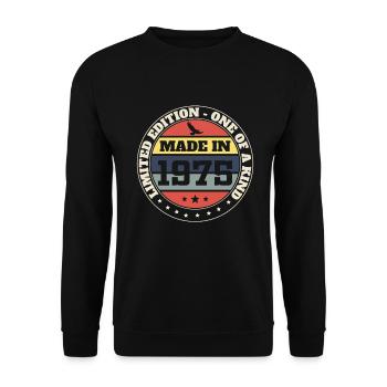 1975 Vintage Retro Geburtstagsgeschenk - Unisex Pullover - Schwarz - Vorne - Alina (178cm) & Michal (187cm)
