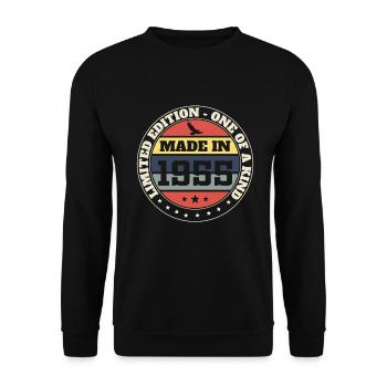 1955 Vintage Retro Jubiläumsgeschenk - Unisex Pullover - Schwarz - Vorne - Alina (178cm) & Michal (187cm)