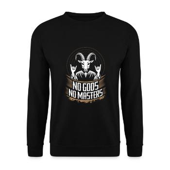 No Gods! No Masters! Atheist, Satanist, Religion - Unisex Sweatshirt - black - Front - Alina (178cm) & Michal (187cm)