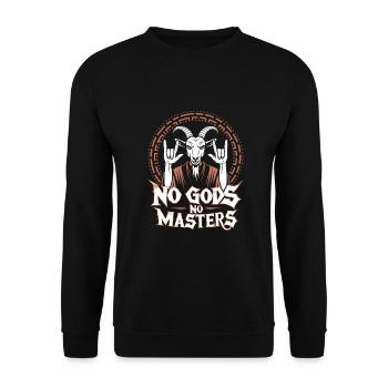 No Gods! No Masters! Atheist, Satanist, Religion - Unisex Sweatshirt - black - Front - Alina (178cm) & Michal (187cm)