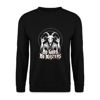 No Gods! No Masters! Atheist, Satanist, Religion - Unisex Sweatshirt - black - Front - Alina (178cm) & Michal (187cm)
