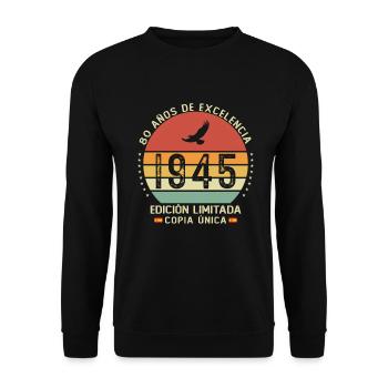 80 Years 1945 Vintage Anniversary Gift - Unisex Sweatshirt - black - Front - Alina (178cm) & Michal (187cm)
