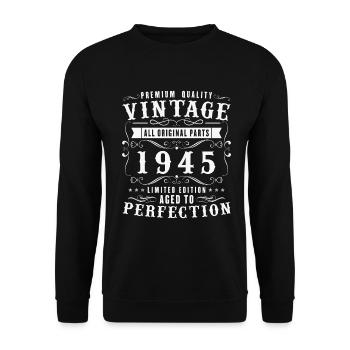 80 Ans 1945 Vintage Retro Cadeau D’anniversaire - Sweat-shirt Unisexe - noir - Devant - Alina (178cm) & Michal (187cm)