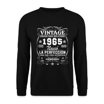 60. Geburtstag 60 Jahre Jahrgang 1965 - Unisex Pullover - Schwarz - Vorne - Alina (178cm) & Michal (187cm)