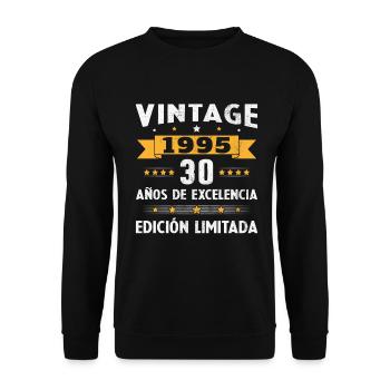 30 Jahre Geburtstagsgeschenk Frau aus dem Jahr 1995 - Unisex Pullover - Schwarz - Vorne - Alina (178cm) & Michal (187cm)