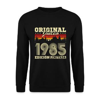 1985 Juillet Vintage Rétro Cadeau d’Anniversaire - Sweat-shirt Unisexe - noir - Devant - Alina (178cm) & Michal (187cm)