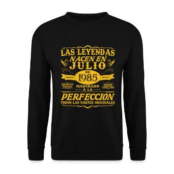 1985 Juillet Vintage Rétro Cadeau d’Anniversaire - Sweat-shirt Unisexe - noir - Devant - Alina (178cm) & Michal (187cm)